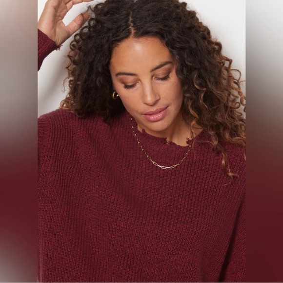 Pistola Eva Distressed Cotton Crew Neck Pullover, Cherry Black Marl, XL, NWT - Picture 4 of 12